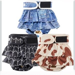 Vuncessin ruffled female belly bands/dog wraps (3), size S, NWOT.